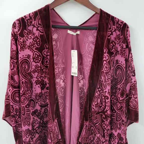 Urban Outfitters Velvet Burnout Kimono Wrap Purple Floral Draped NWT One Size - Picture 5 of 16